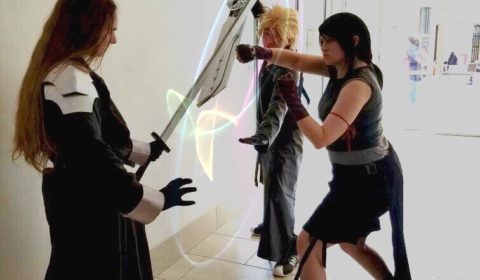 Tifa and Cloud fight Sephiroth